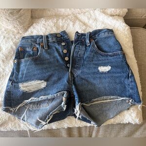 Levi's Distressed Blue Denim Jean Shorts